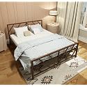 Homdec Ara Metal Bed (Brown, Queen (U.K. Standard))