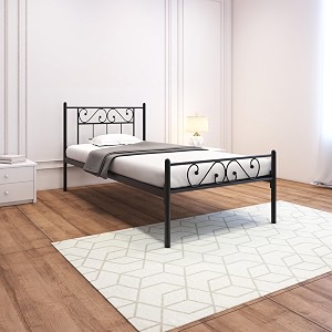 homdec dorado metal platform bed with headboard and footboard heavy duty mattress foundation  no plywood needed noise free black single