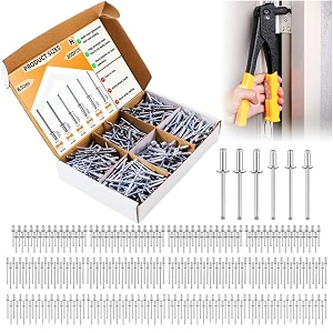 homdum aluminium blind rivets kit 300 pcs 6 sizes  rivets only no rivet gun  pop rivets for riveter machine  metal fasteners