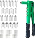 Homdum Non Slip 10" Rivet Gun Hanbon and Rivets, Riveter Nail Gun, Pop Riveter With 300 Nos of Blind Rivets, Green