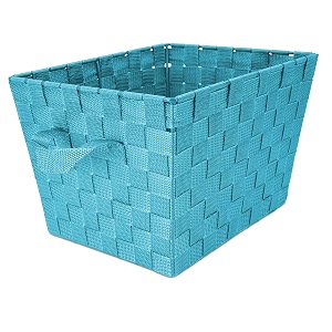 home basics non-woven strap bin blue med medium