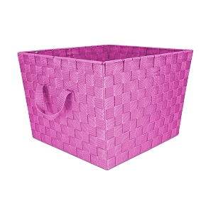 home basics non-woven strap handle bin pink x-large by home basics