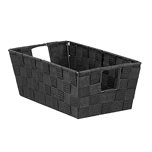 home basics non-woven strap handle bin black small