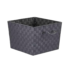 home basics non-woven strap handle bin grey x-large