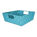 Home Basics Non-Woven Strap Handle Bin (Blue, Medium)