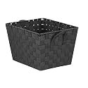 Home Basics Non-Woven Strap Handle Bin (Grey, Large)