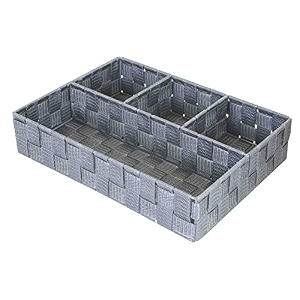 home basics pb45373 woven organizer grey