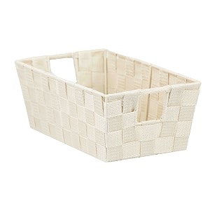 home basics pb49141 non-woven strap bin small ivory