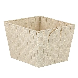 home basics pb49144 non-woven strap bin medium ivory