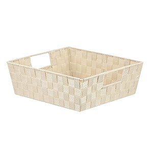 home basics pb49147 non-woven strap bin large ivory