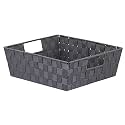 Home Basics Non-Woven Strap Handle Bin (Grey, Large)
