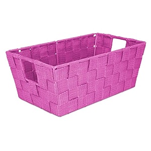 home basics pb49322 non-woven strap bin small pink