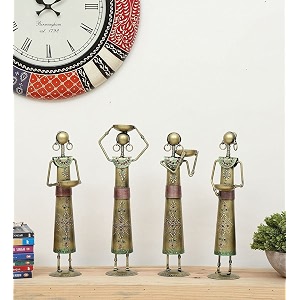 metal wrought iron tribal lady worker showpieces ladies doll figurine statue decorative items show pieces for home decor stylish living room tea light stand multicolor03