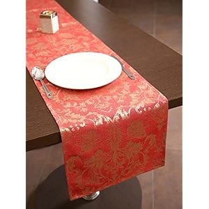 home- the best is for you red fiore self design cotton table runner 4 seater dining table centre table rectangular elegant durable table runners for living room decor 13x60 inch pack of 1