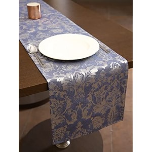 home- the best is for you blue fiore self design cotton table runner 6 seater dining table centre table rectangular elegant durable table runners for living room decor 13x84 inch pack of 1