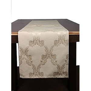 home- the best is for you beige ogee self design cotton table runner 4 seater dining table centre table rectangular elegant durable table runners for living room decor 13x60 inch pack of 1