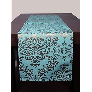 home- the best is for you turquoise damask self design cotton table runner 6 seater dining table centre table rectangular elegant durable table runners for living room decor 13x84 inch pack of 1