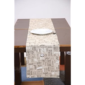 home-the best is for you cotton table runner with woven damask design beige_print 13x84 inch