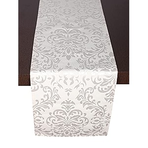 home- the best is for you cream damask self design cotton table runner 6 seater dining table centre table rectangular elegant durable table runners for living room decor 13x84 inch pack of 1