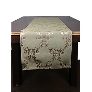 home- the best is for you green ogee self design cotton table runner 6 seater dining table centre table rectangular elegant durable table runners for living room decor 13x84 inch pack of 1
