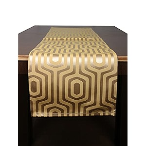 home- the best is for you mustard geometric self design cotton table runner 8 seater dining table centre table rectangular elegant table runners for living room decor 13x96 inch pack of 1