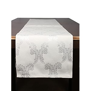 home- the best is for you cream ogee self design cotton table runner 6 seater dining table centre table rectangular elegant durable table runners for living room decor 13x84 inch pack of 1