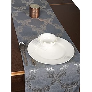 home- the best is for you blue ogee self design cotton table runner 6 seater dining table centre table rectangular elegant durable table runners for living room decor 13x84 inch pack of 1