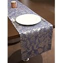 Home- The Best is for You Blue Fiore Self Design Cotton Table Runner 6 Seater Dining Table Centre Table Rectangular Elegant Durable Table Runners for Living Room Decor, 13x84 Inch, Pack of 1