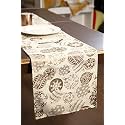 Home-The Best is for You Cotton Table Runner with Woven Damask Design (Beige_Table Runner with Placemat, 13X60 Inch)