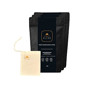 home blend coffee roasters - cold brew blend  free reusable brew bag combo - pack of 3 x 75 grams - makes 15 cups