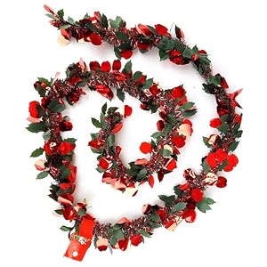 home buy 3 pcs christmas 6ft tinsel red tinsel garland xmas tree decorations home wedding christmas decoration for new year party indooroutdoor home decor snow green - 3 pcs red cherry apple