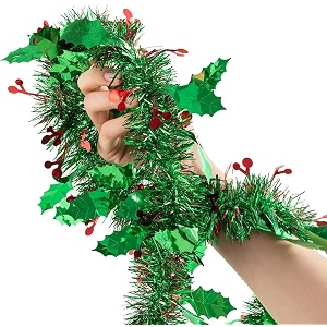 home buy 3 pcs christmas 6ft tinsel garland xmas tree decorations home wedding christmas decoration for new year party indooroutdoor home decor snow green - 3 pcs red cherry