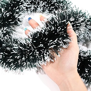 home buy 3 pcs christmas 6ft tinsel garland xmas tree decorations home wedding christmas decoration for new year party indooroutdoor home decor snow green - 3 pcs black