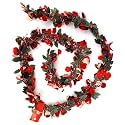 HOME BUY 3 Pcs Christmas 6Ft Tinsel red Tinsel Garland Xmas Tree Decorations Home Wedding Christmas Decoration for New Year Party Indoor/Outdoor Home Decor (Snow Green - 3 Pcs) (red Cherry Apple)