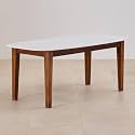 Home Centre Cane NXT Marble Top 6-Seater Dining Table - White and Brown