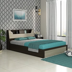 home centre helios lawrence king bed engineered wood with box storage king bed multicolour 1 year warranty