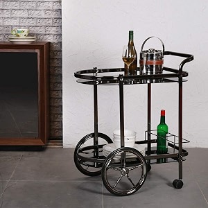 home centre  nautica serving trolley  metal for kitchen and bar  silver  1 year warranty