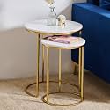 Home Centre Salisbury NXT Marble Top Nest of 2 Tables - Gold