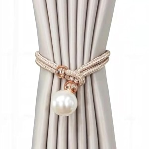 homecloud adjustable length braided rope curtain tiebacks  1 pair 2 pieces indoor decorative hanging ball design