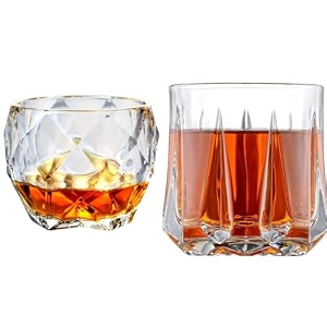 old fashioned luxury whiskey glass set of 2 different shape brandy glass crystal bourbon rocks glasses perfect barware mocktail scotch cocktail rum vodka liquor beer glasses l-011