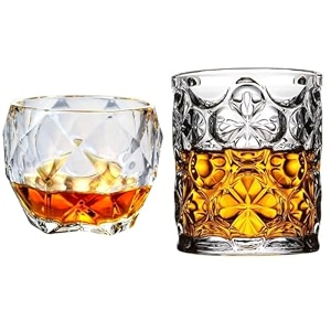 old fashioned luxury whiskey glass set of 2 different shape brandy glass crystal bourbon rocks glasses perfect barware mocktail scotch cocktail rum vodka liquor beer glasses l-011