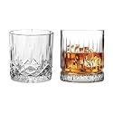 Old Fashioned Luxury Whiskey Glass Set of 2 Different Shape Brandy Glass Crystal Bourbon Rocks Glasses Perfect Barware Mocktail Scotch Cocktail Rum Vodka Liquor Beer Glasses (36-H)