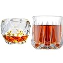 Old Fashioned Luxury Whiskey Glass Set of 2 Different Shape Brandy Glass Crystal Bourbon Rocks Glasses Perfect Barware Mocktail Scotch Cocktail Rum Vodka Liquor Beer Glasses (L-011)