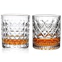 Old Fashioned Luxury Whiskey Glass Set of 2 Different Shape Brandy Glass Crystal Bourbon Rocks Glasses Perfect Barware Mocktail Scotch Cocktail Rum Vodka Liquor Beer Glasses (OX-303)