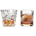 Old Fashioned Luxury Whiskey Glass Set of 2 Different Shape Brandy Glass Crystal Bourbon Rocks Glasses Perfect Barware Mocktail Scotch Cocktail Rum Vodka Liquor Beer Glasses (SK-626)