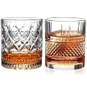 Old Fashioned Luxury Whiskey Glass Set of 2 Different Shape Brandy Glass Crystal Bourbon Rocks Glasses Perfect Barware Mocktail Scotch Cocktail Rum Vodka Liquor Beer Glasses (OX-SK)
