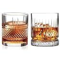 Old Fashioned Luxury Whiskey Glass Set of 2 Different Shape Brandy Glass Crystal Bourbon Rocks Glasses Perfect Barware Mocktail Scotch Cocktail Rum Vodka Liquor Beer Glasses (SK-H)