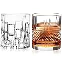 Old Fashioned Luxury Whiskey Glass Set of 2 Different Shape Brandy Glass Crystal Bourbon Rocks Glasses Perfect Barware Mocktail Scotch Cocktail Rum Vodka Liquor Beer Glasses (CS-SK)