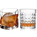 Old Fashioned Luxury Whiskey Glass Set of 2 Different Shape Brandy Glass Crystal Bourbon Rocks Glasses Perfect Barware Mocktail Scotch Cocktail Rum Vodka Liquor Beer Glasses (70-303)