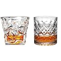 Old Fashioned Luxury Whiskey Glass Set of 2 Different Shape Brandy Glass Crystal Bourbon Rocks Glasses Perfect Barware Mocktail Scotch Cocktail Rum Vodka Liquor Beer Glasses (OX-626)